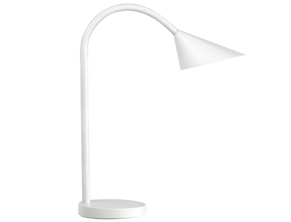 CANDEEIRO DE ESCRITORIO UNILUX SOL LED 4W BRACO FLEXIVEL ABS E METAL BRANCO BASE 14 CM DIAMETRO