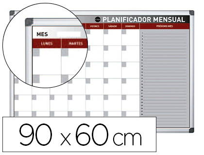 PLANNING MAGNETICO BI-OFFICE MENSAL LACADO MOLDURA EM ALUMINIO 90X60 CM