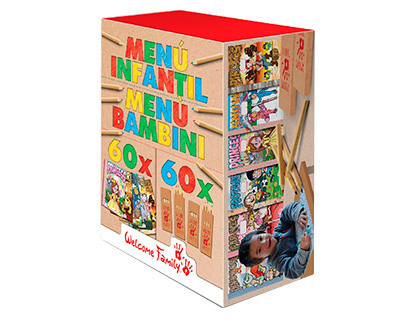 KIT PARA PINTAR WELCOME FAMILY COM 60 CADERNOS PARA COLORIR E 60 CAIXAS DE 4 LAPIS DE CORES SORTIDAS