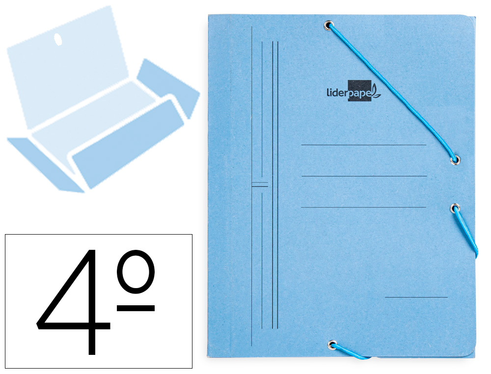 PASTA DE ELASTICOS LIDERPAPEL QUARTO COM ABAS AZUL