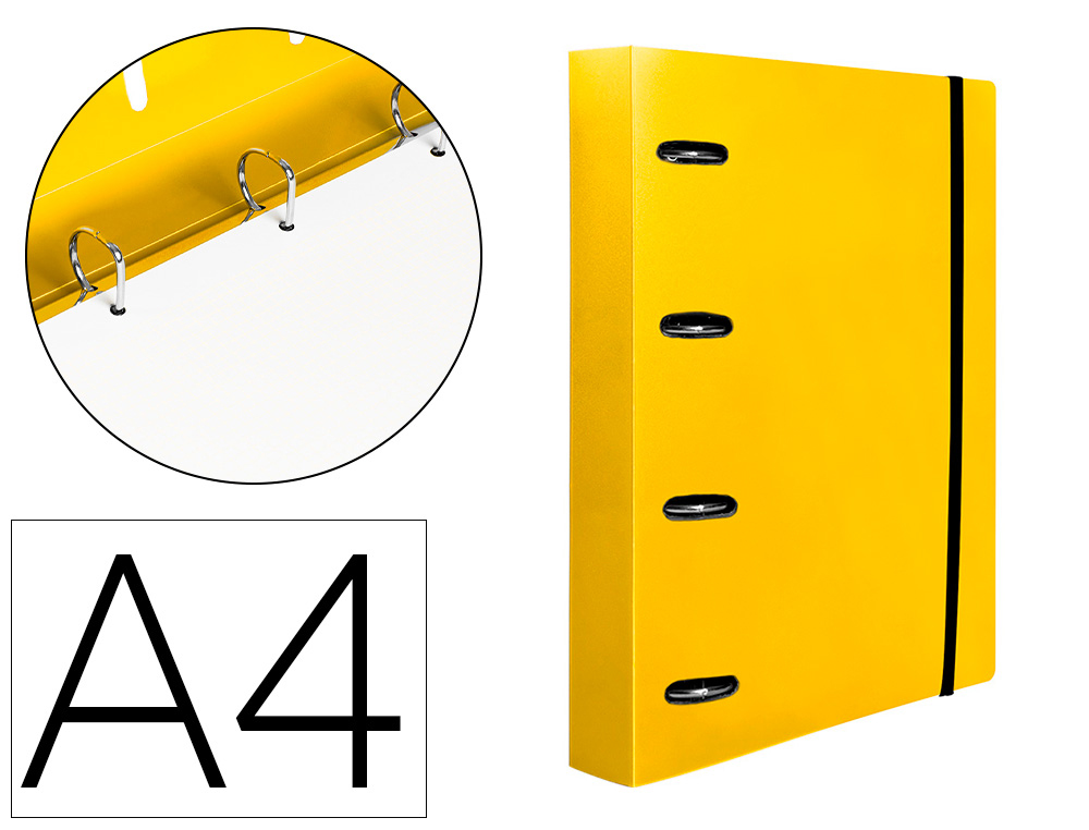 PASTA LIDERPAPEL COM RECARGA POLIPROPILENO DIN A4 4 ANEIS 25MM QUADRICULA 5MM AMARELO OPACO
