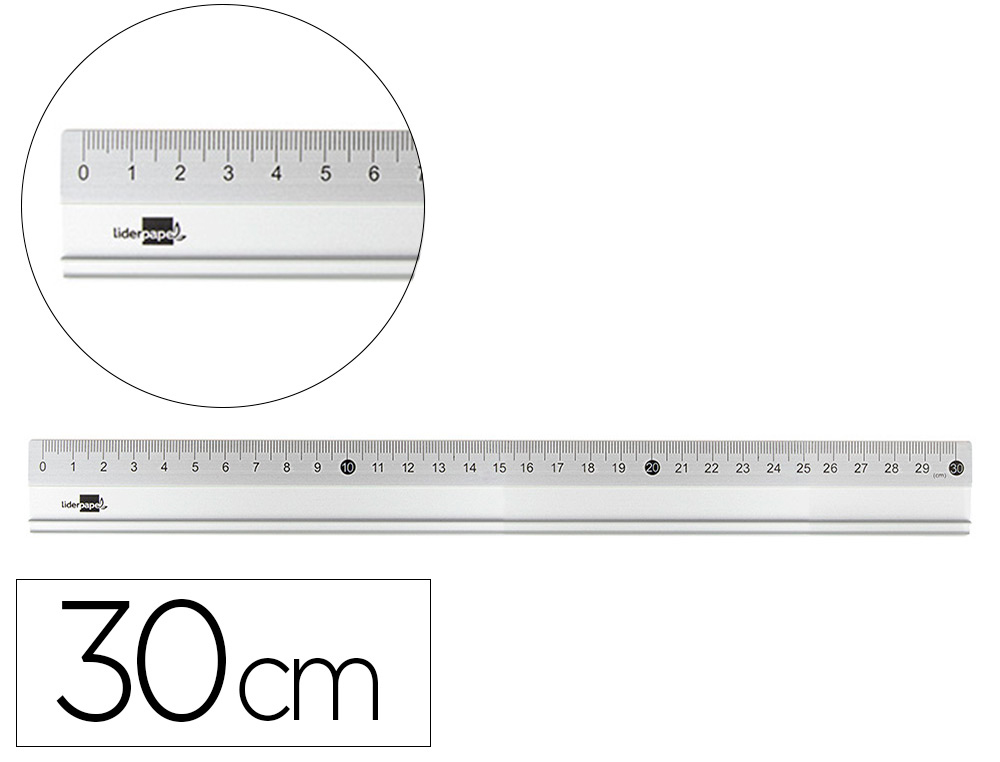REGUA LIDERPAPEL 30 CM ALUMINIO COR METALICO
