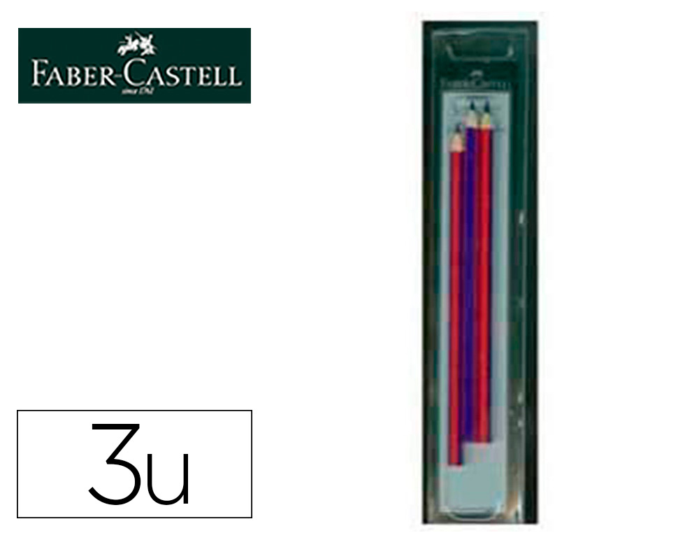 LAPIS BICOLOR FINO FABER CASTELL 2160-RB HEXAGONAL VERMELHO/AZUL BLISTER DE 3 UNIDADES