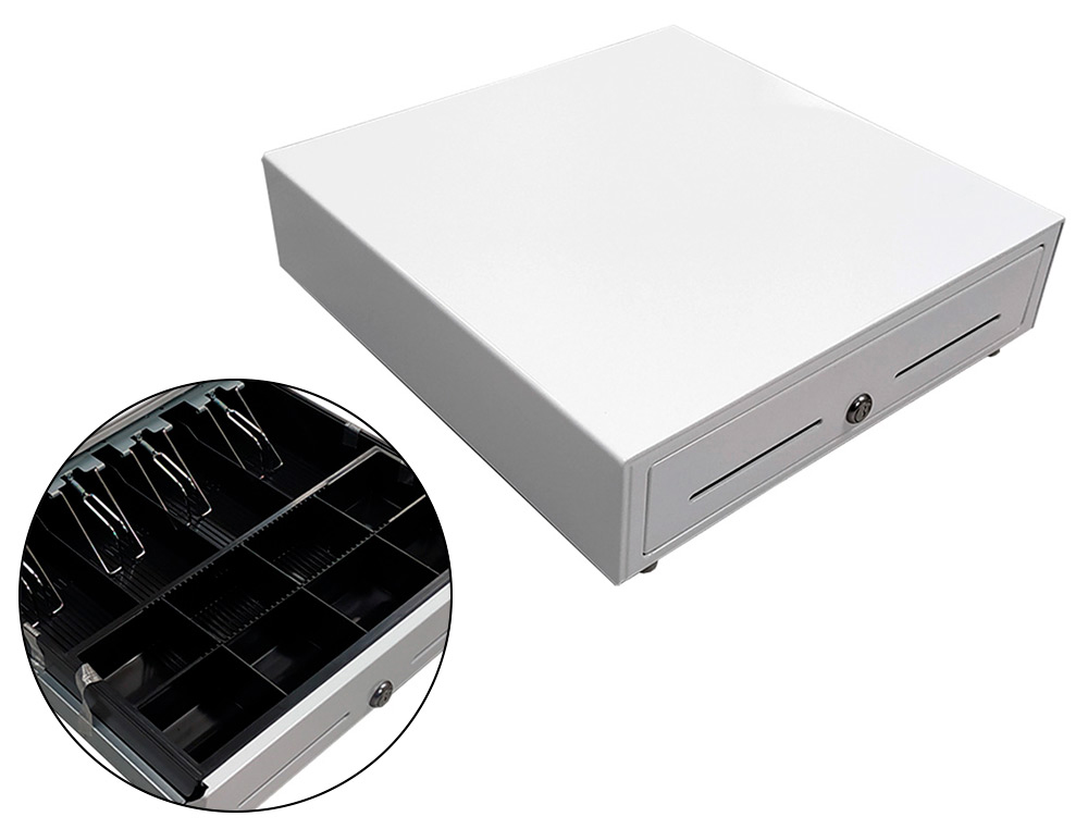 GAVETA DE DINHEIRO SEYPOS ELETRICO METALICO COMPARTIMENTOS 8 MOEDAS 4 NOTAS RANHURA FRONTAL FECHADURA COM CHAVE COR BRAN