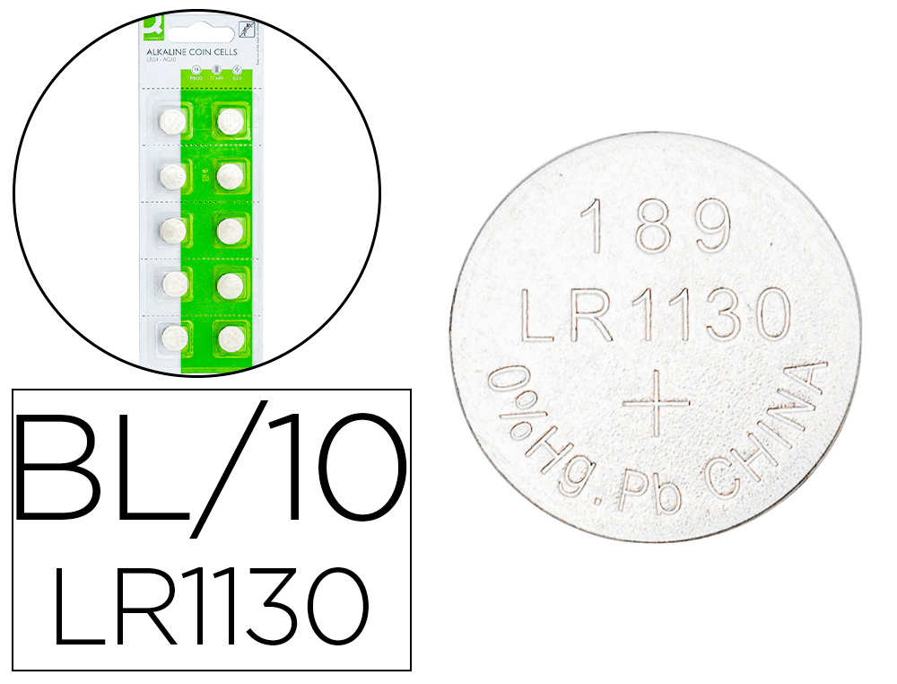 PILHAS Q-CONNECT TIPO BOTAO ALCALINA LR1130 1.5V BLISTER DE 10 UNIDADES