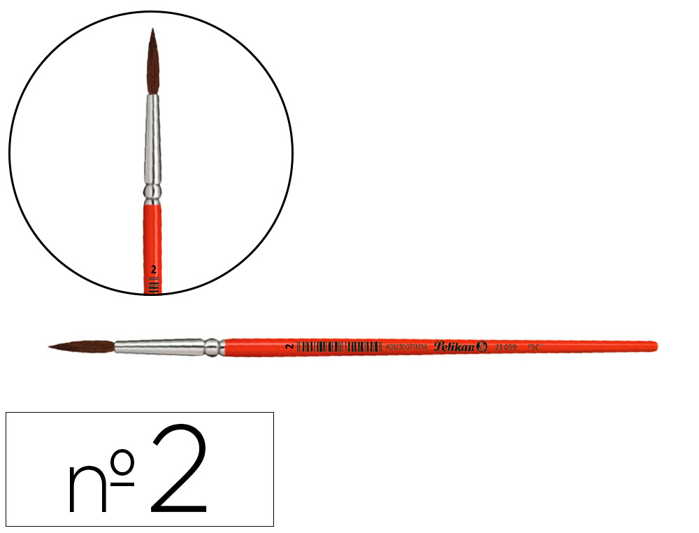 PINCEIS AGUARELA PELIKAN SERIE 23 N 2 VIROLA ALUMINIO