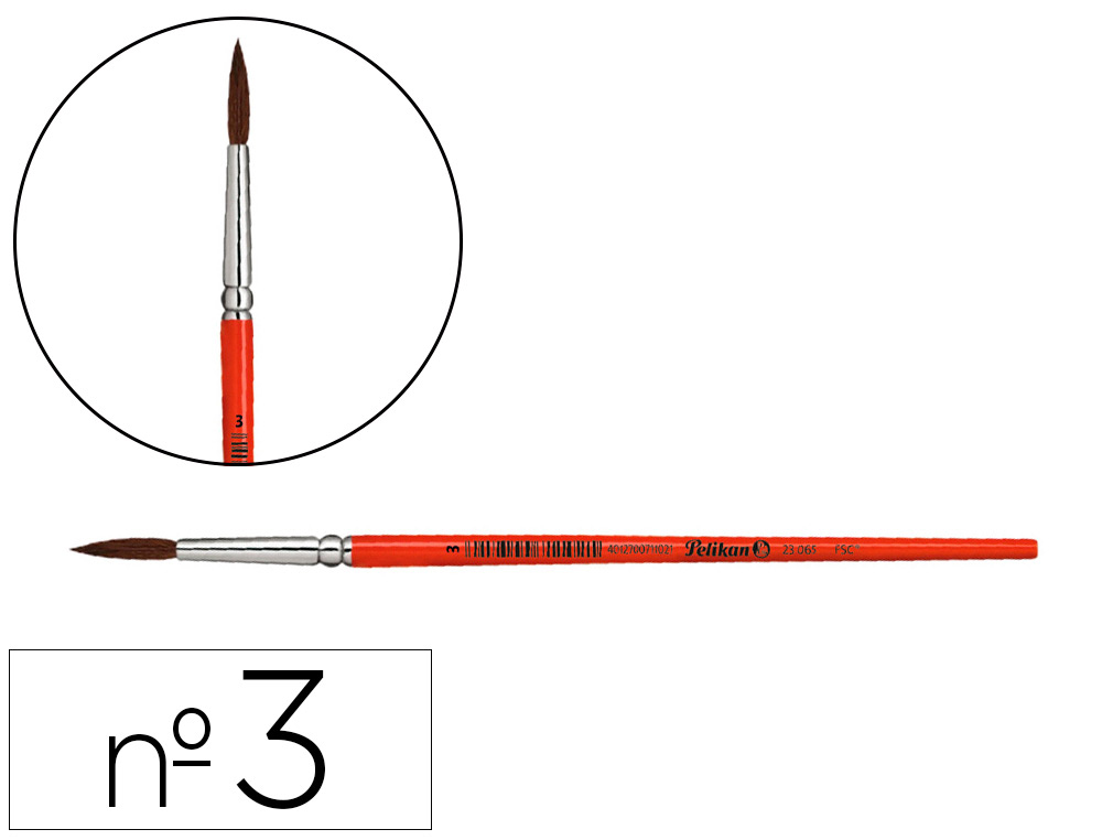 PINCEIS AGUARELA PELIKAN SERIE 23 N 3 VIROLA ALUMINIO