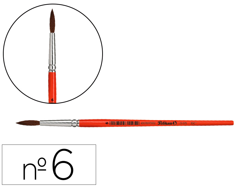 PINCEIS AGUARELA PELIKAN SERIE 23 N 6 VIROLA ALUMINIO