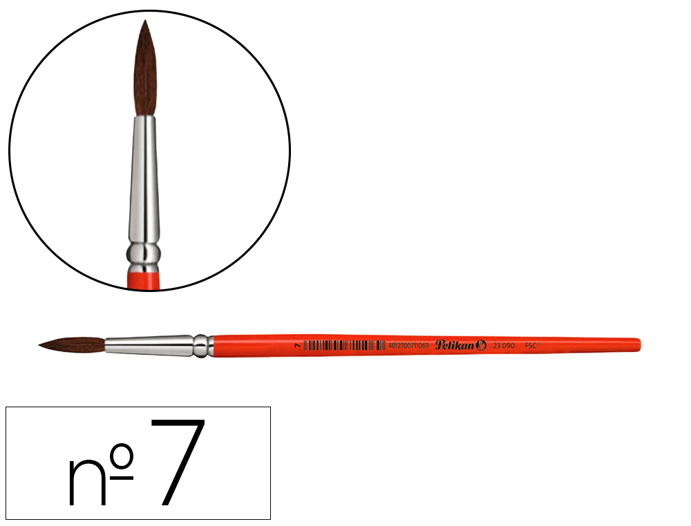 PINCEIS AGUARELA PELIKAN SERIE 23 N 7 VIROLA ALUMINIO