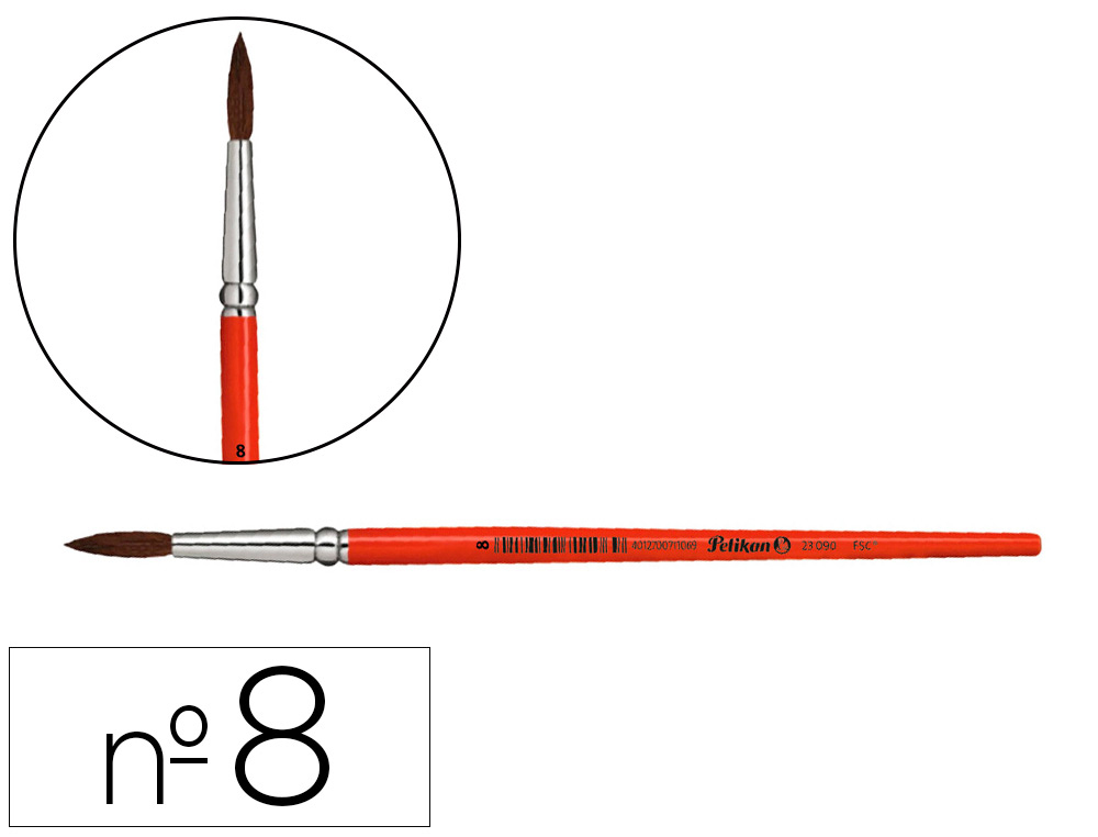 PINCEIS AGUARELA PELIKAN SERIE 23 N 8 VIROLA ALUMINIO