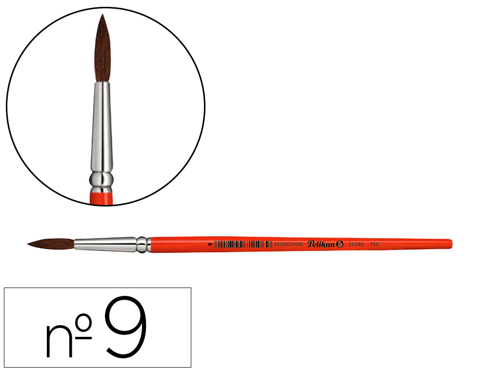 PINCEIS AGUARELA PELIKAN SERIE 23 N 9 VIROLA ALUMINIO