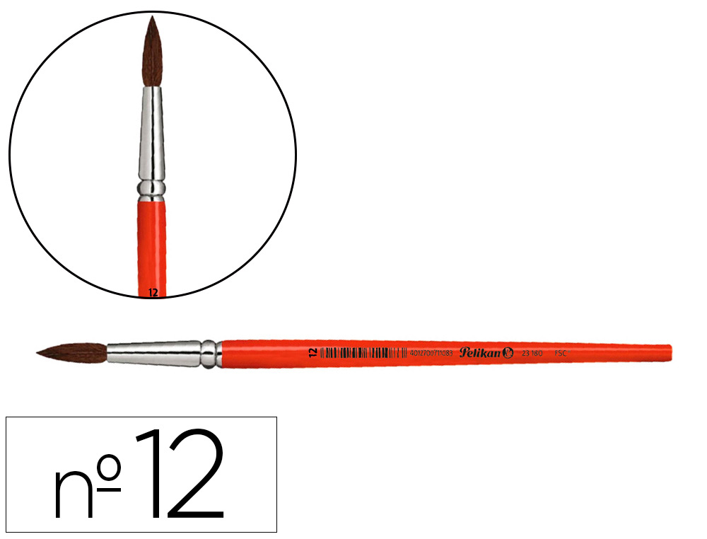 PINCEIS AGUARELA PELIKAN SERIE 23 N 12 VIROLA ALUMINIO