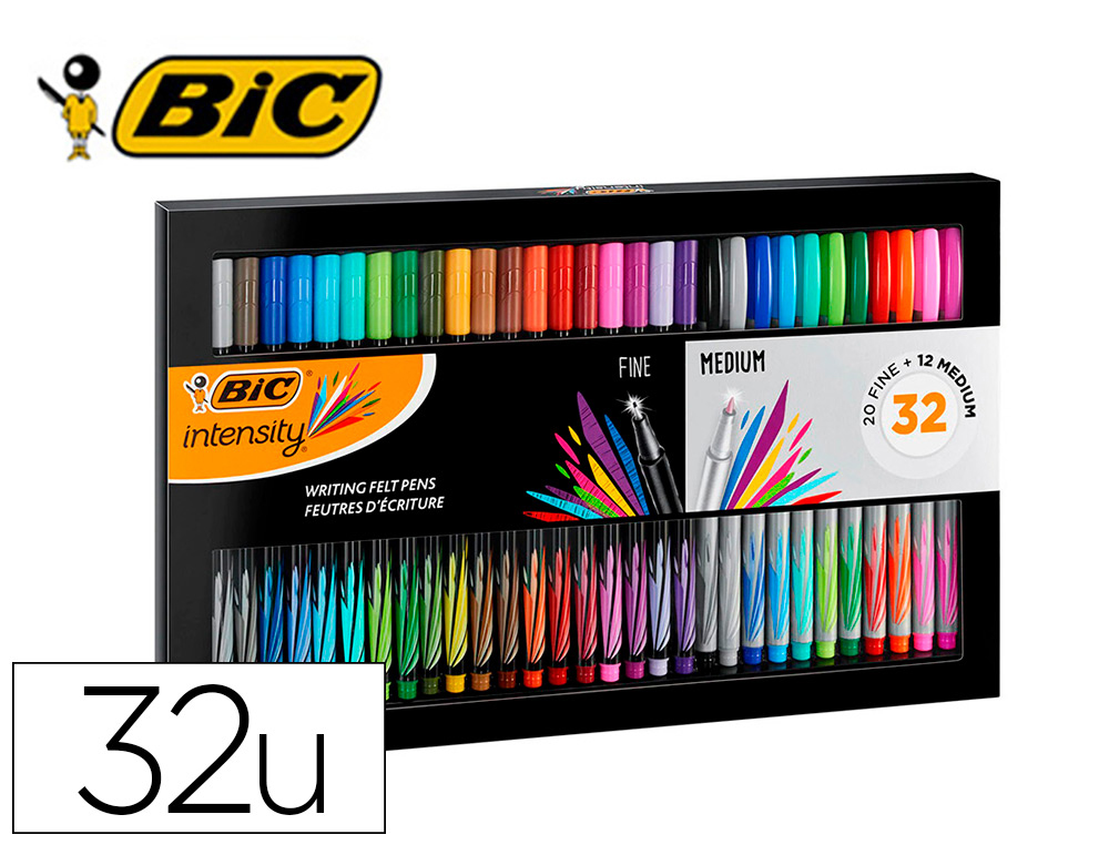 MARCADOR BIC INTESITY COLLECTION ESTOJO DE 32 UNIDADES CORES SORTIDAS