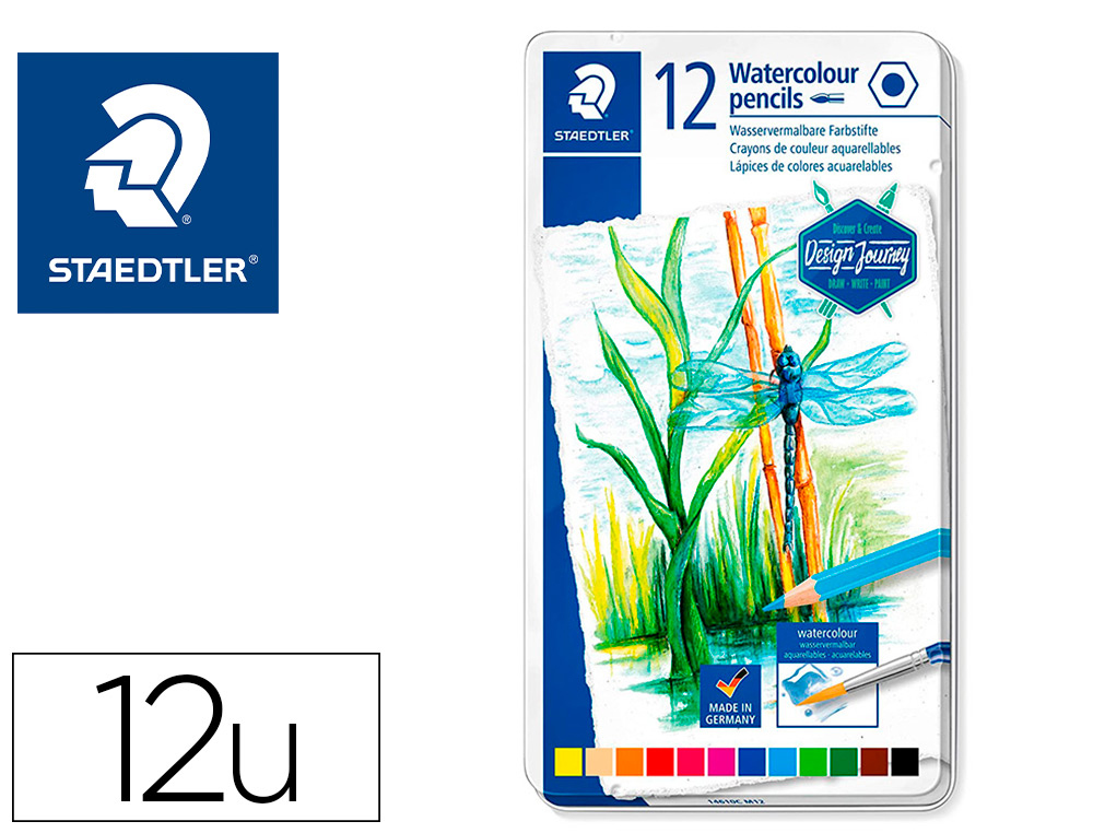 LAPIS DE COR STAEDTLER AGUARELAVEIS CAIXA METALICA DE 12 CORES SORTIDAS