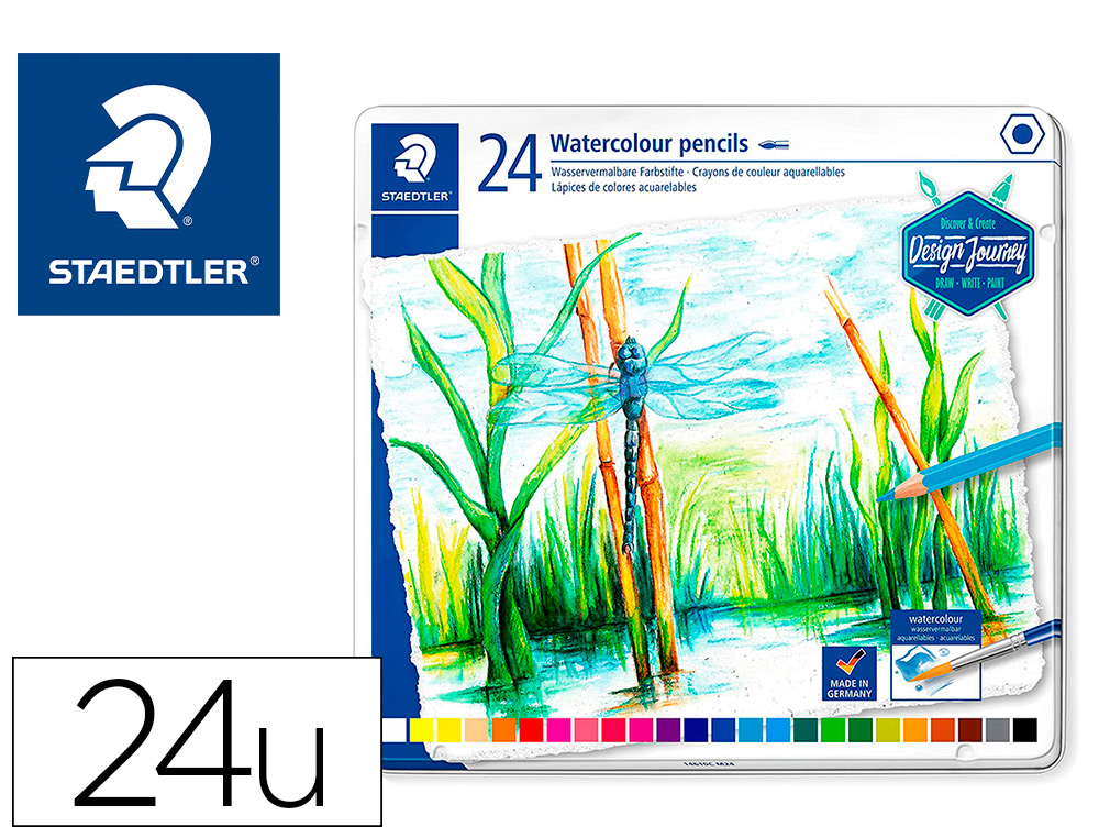 LAPIS DE COR STAEDTLER AGUARELAVEIS CAIXA METALICA DE 24 CORES SORTIDAS