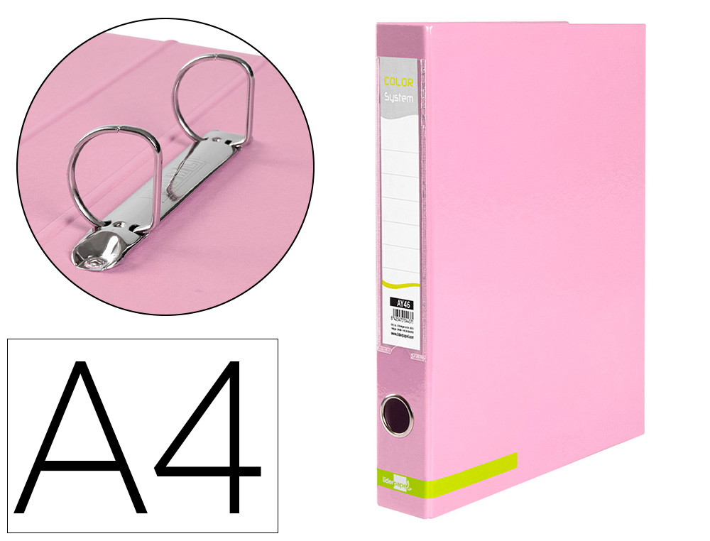 PASTA DE ARQUIVO LIDERPAPEL COLOR SYSTEM CARTAO FORRADO DIN A4 2 ANEIS 25 MM MISTOS COM OCULO E PORTA ETIQUETAS ROSA