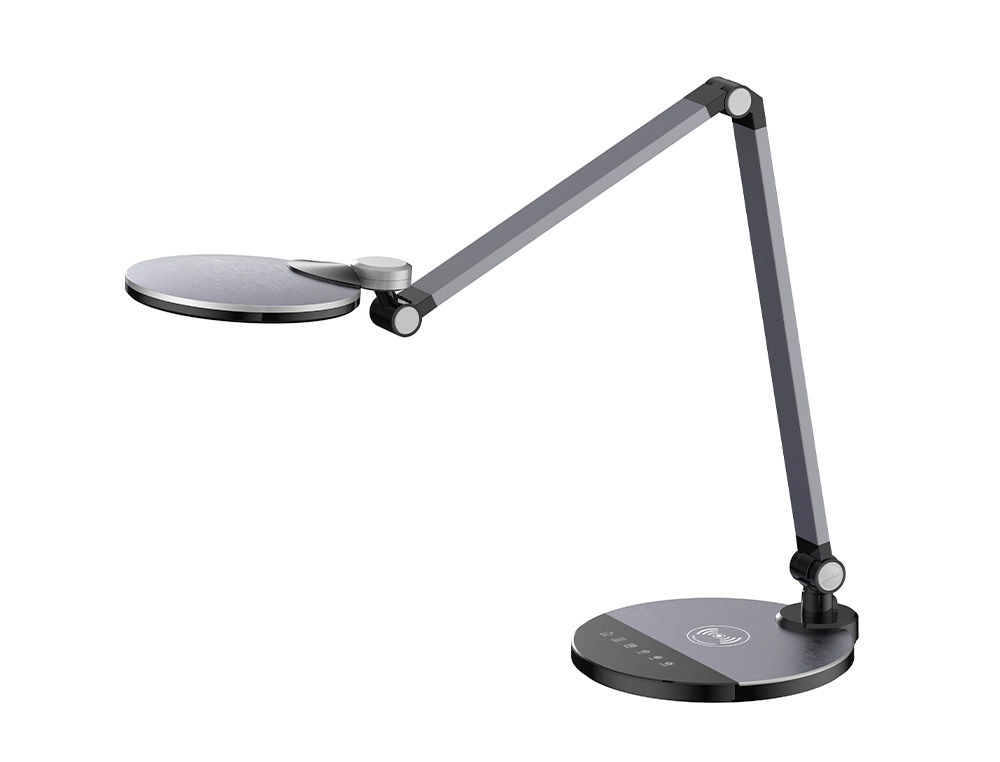 CANDEEIRO DE ESCRITORIO Q-CONNECT SECRETARIA PROFISSIONAL ALUMINIO 9W 120 LED CARREGADOR MOVEL COR PRETO