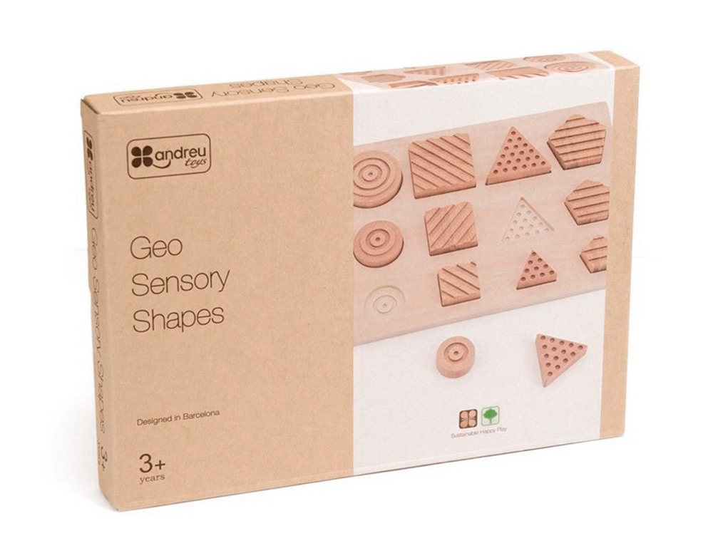 JOGO DIDATICO ANDREUTOYS FORMAS GEOSENSORIAIS MADEIRA 12 PECAS