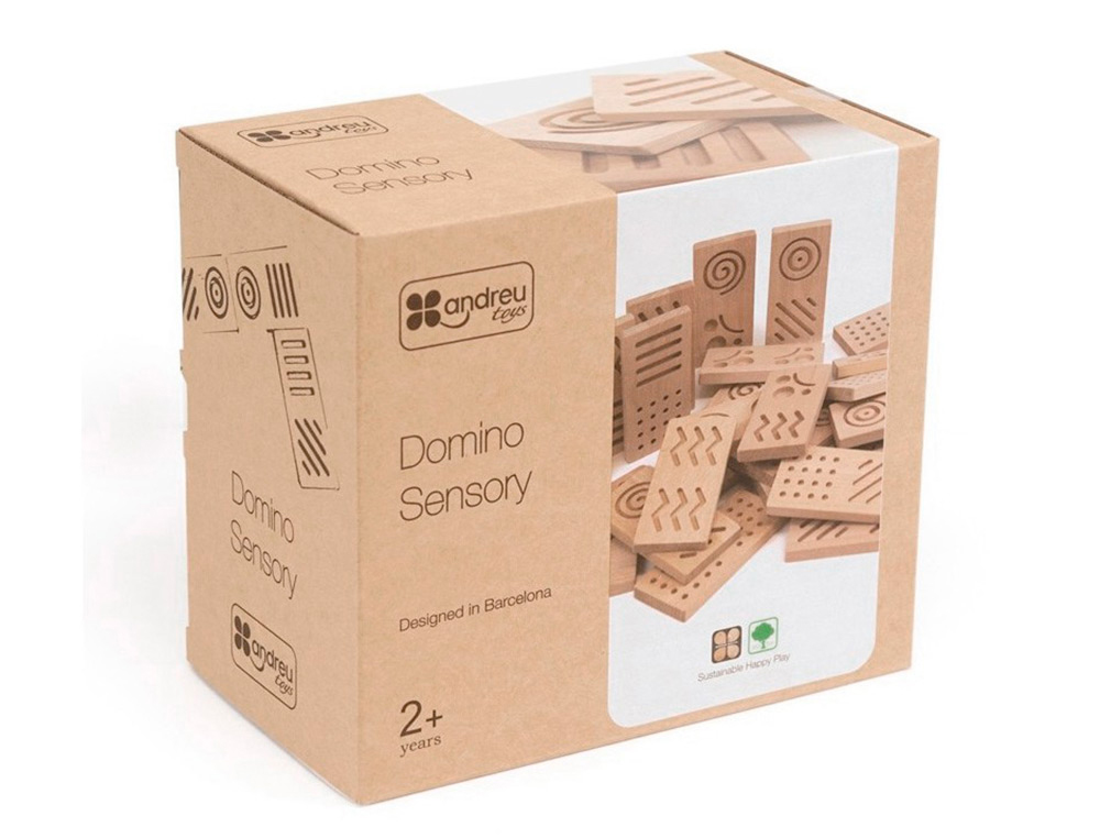 JOGO DIDATICO ANDREUTOYS DOMINO SENSORIAL MADEIRA 28 PECAS