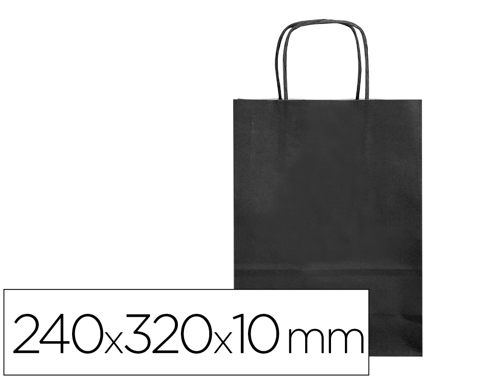 SACO DE PAPEL Q-CONNECT CELULOSE PRETO S COM ASA TORCIDA 240X320X10 MM