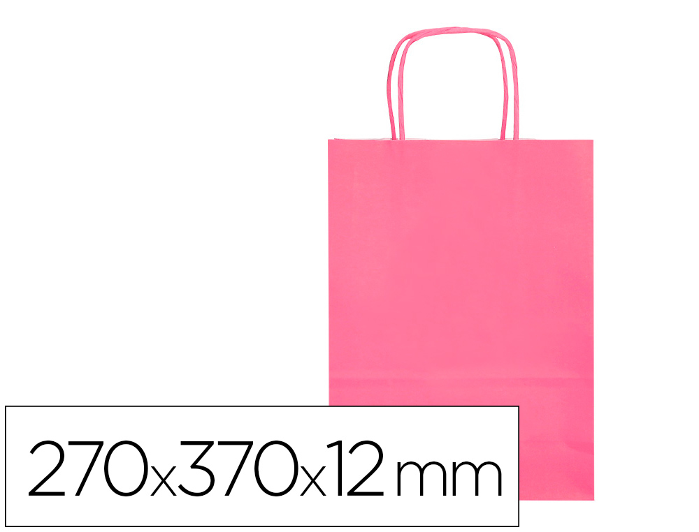 SACO DE PAPEL Q-CONNECT CELULOSE ROSA M COM ASA TORCIDA 270X370X12 MM