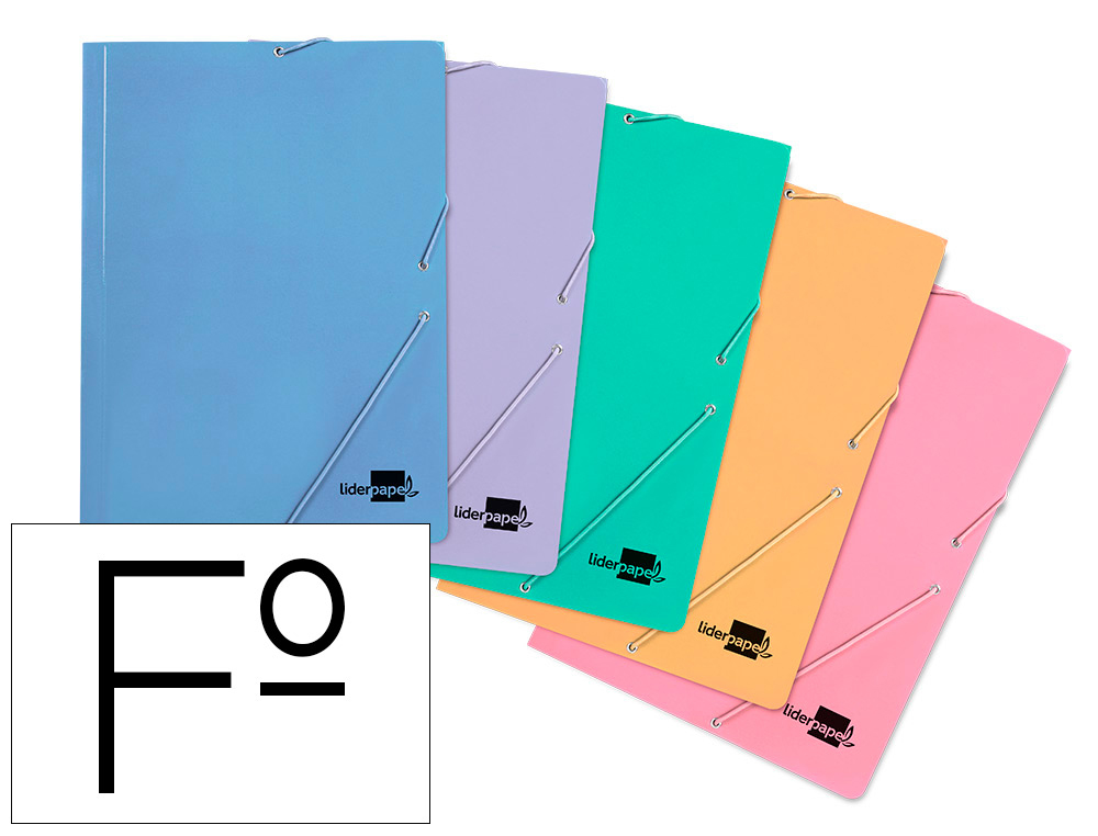 PASTA LIDERPAPEL DE ELASTICOS FOLIO 3 ABAS CARTAO PLASTIFICADO CORES SORTIDAS PASTEL