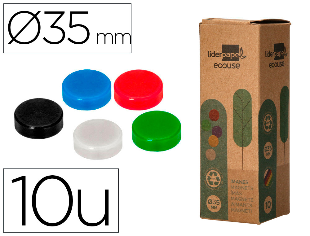 IMAN DE SINALIZACAO LIDERPAPEL ECOUSE PP RECICLADO PARA QUADRO MAGNETICO 35 MM CAIXA DE 10 UNIDADES CORES SORTIDAS
