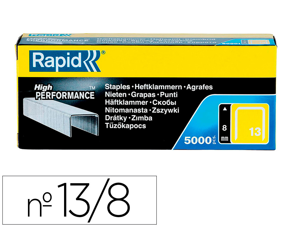 AGRAFES RAPID 13/8 MM GALVANIZADOS CAIXA DE 5000 UNIDADES