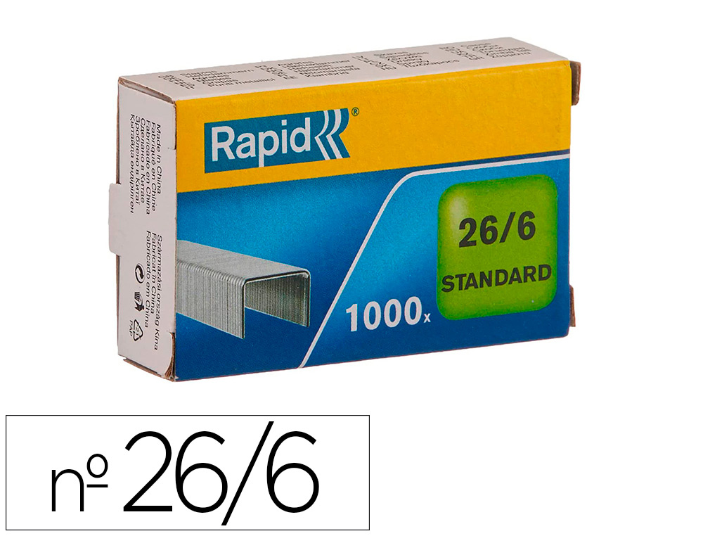 AGRAFES RAPID 26/6 MM GALVANIZADOS CAIXA DE 1000 UNIDADES