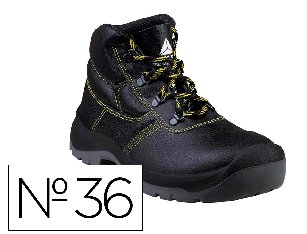 BOTAS DELTAPLUS DE SEGURANCA EM COURO PIGMENTADO SOLA PU BI-DENSIDADE COR PRETO TAMANHO 36