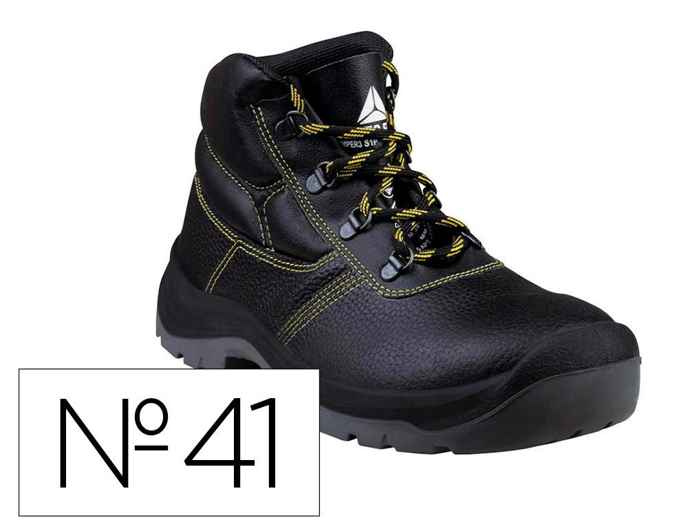 BOTAS DELTAPLUS DE SEGURANCA EM COURO PIGMENTADO SOLA PU BI-DENSIDADE COR PRETO TAMANHO 41