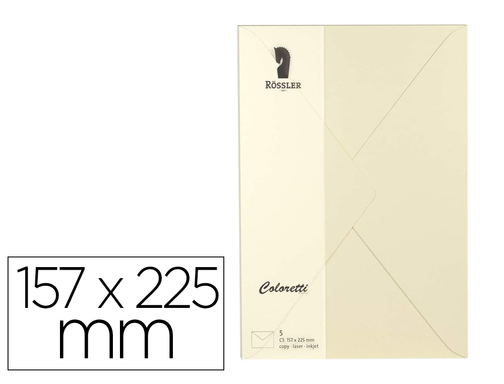 ENVELOPE ROSSLER COLORETTI C5 COR CREME 157X225 MM PACK DE 5 UNIDADES
