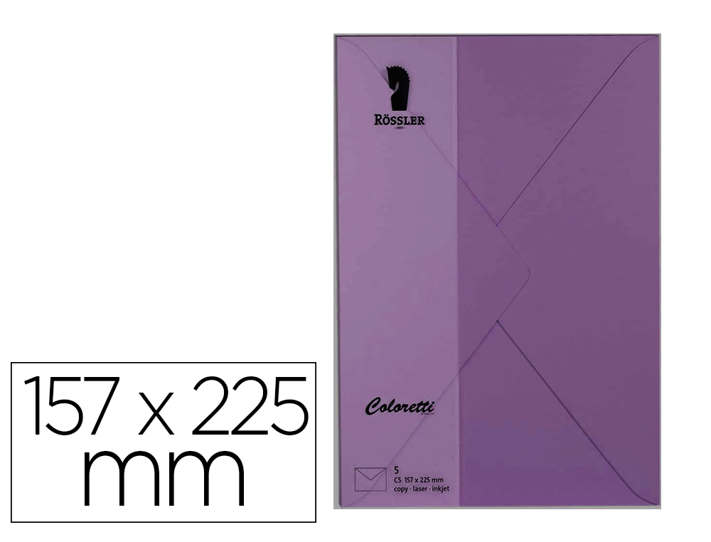 ENVELOPE ROSSLER COLORETTI C5 COR LILAS 157X225 MM PACK DE 5 UNIDADES