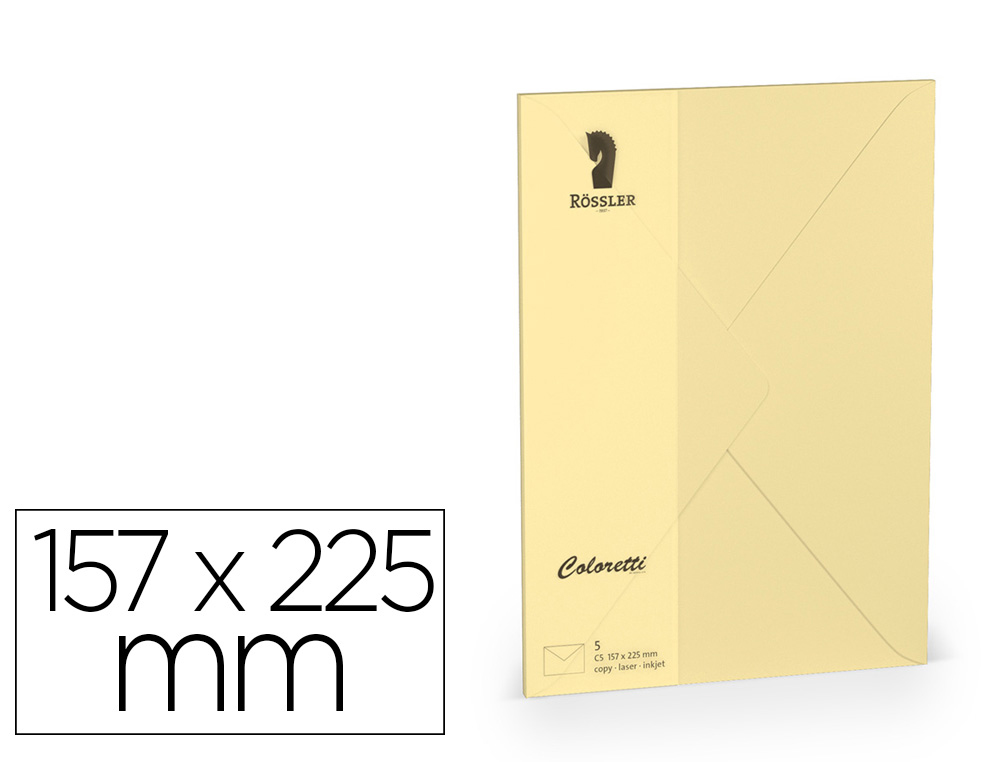 ENVELOPE ROSSLER COLORETTI C5 COR AREIA 157X225 MM PACK DE 5 UNIDADES