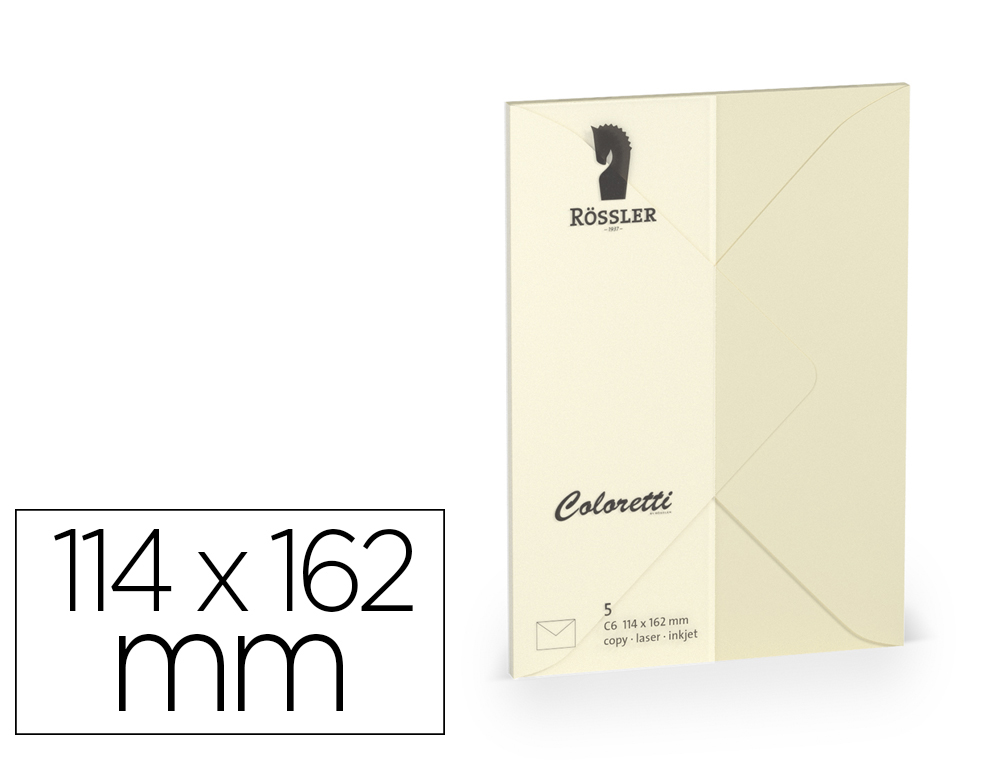 ENVELOPE ROSSLER COLORETTI C6 COR CREME 114X162 MM PACK DE 5 UNIDADES
