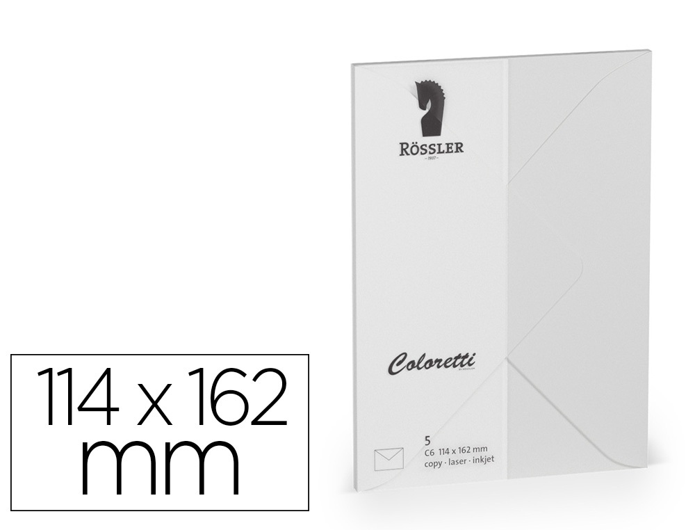 ENVELOPE ROSSLER COLORETTI C6 COR CINZA CLARO 114X162 MM PACK DE 5 UNIDADES