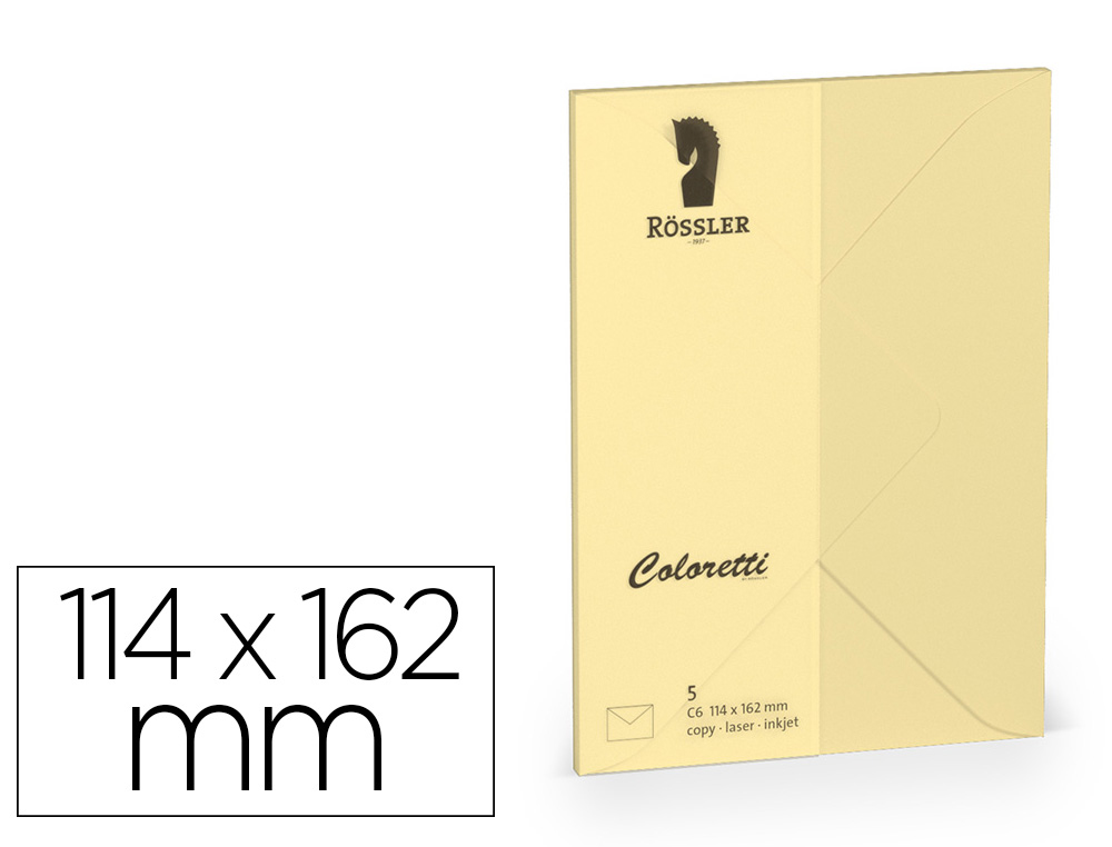 ENVELOPE ROSSLER COLORETTI C6 COR AREIA 114X162 MM PACK DE 5 UNIDADES
