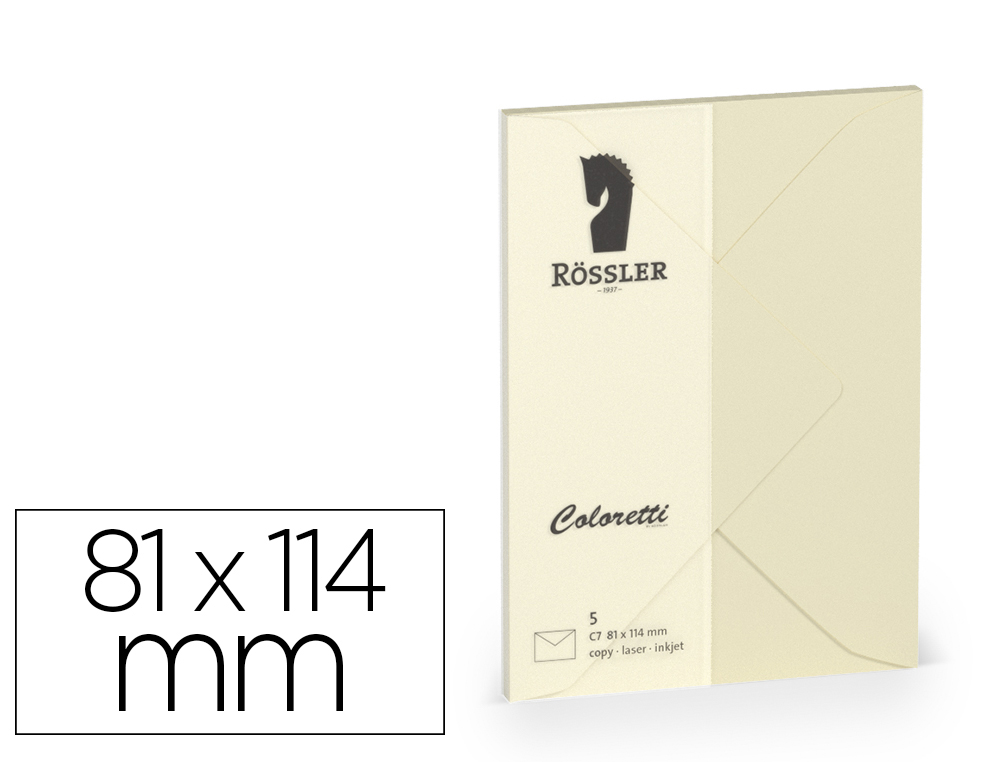ENVELOPE ROSSLER COLORETTI C7 COR CREME 81X114 MM PACK DE 5 UNIDADES
