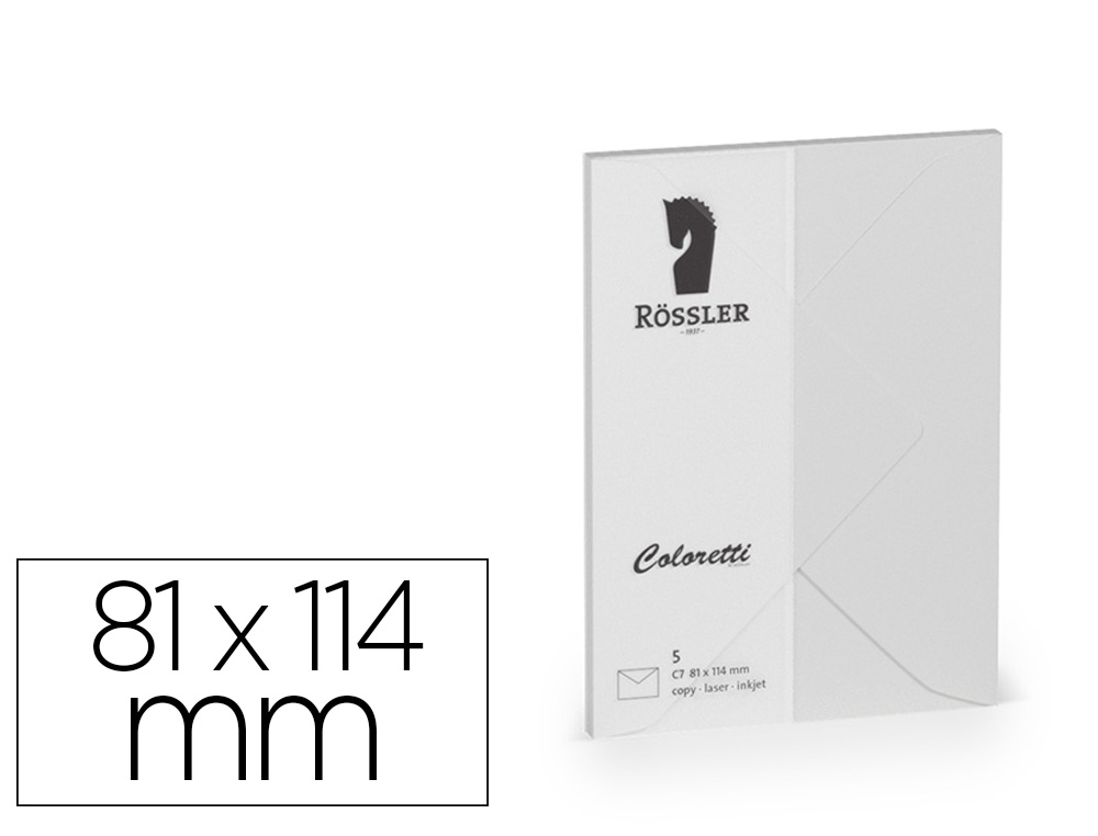 ENVELOPE ROSSLER COLORETTI C7 COR CINZA CLARO 81X114 MM PACK DE 5 UNIDADES