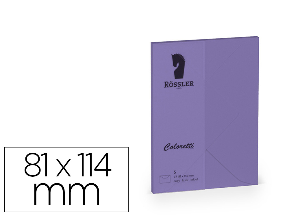 ENVELOPE ROSSLER COLORETTI C7 COR LILAS 81X114 MM PACK DE 5 UNIDADES