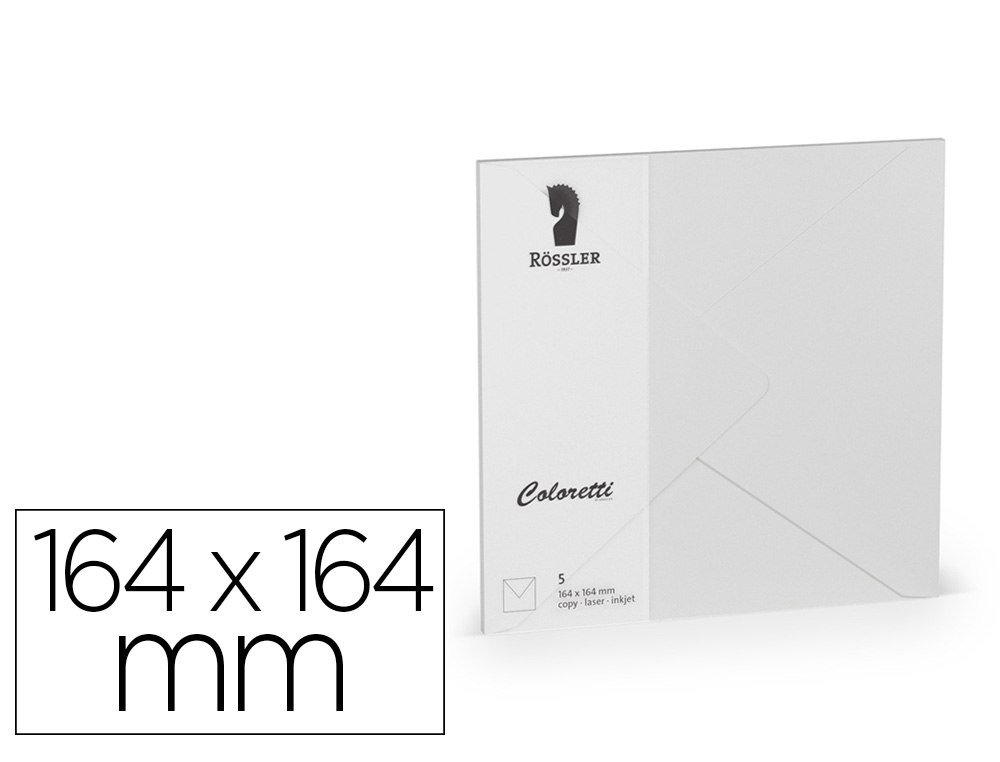 ENVELOPE ROSSLER COLORETTI QUADRADO GRANDE COR CINZA CLARO 164X164 MM PACK DE 5 UNIDADES