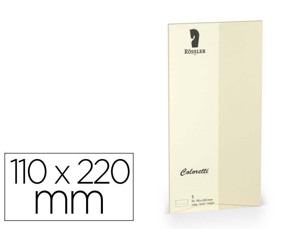 ENVELOPE ROSSLER COLORETTI DL AMERICANO COR CREME 110X220 MM PACK DE 5 UNIDADES