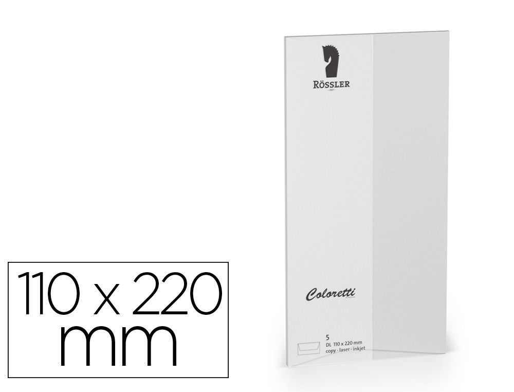 ENVELOPE ROSSLER COLORETTI DL AMERICANO COR CINZA CLARO 110X220 MM PACK DE 5 UNIDADES