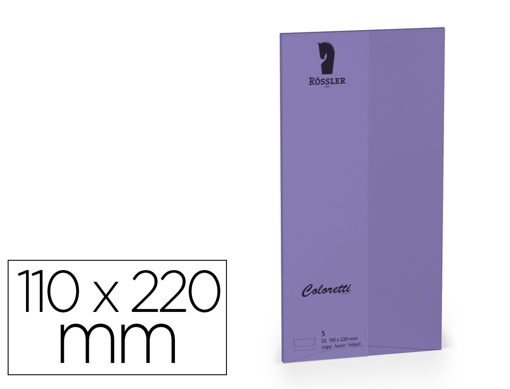 ENVELOPE ROSSLER COLORETTI DL AMERICANO COR LILAS 110X220 MM PACK DE 5 UNIDADES