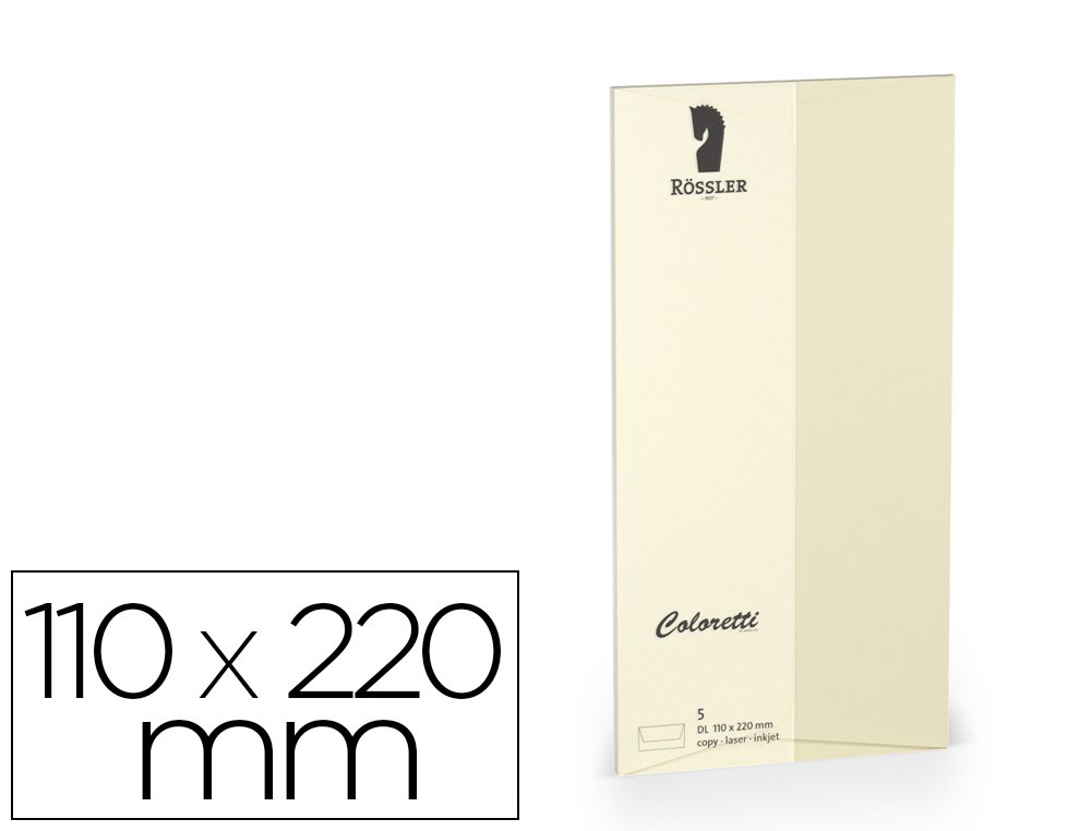 ENVELOPE ROSSLER COLORETTI DL AMERICANO COR MARMORE CREME 110X220 MM PACK DE 5 UNIDADES