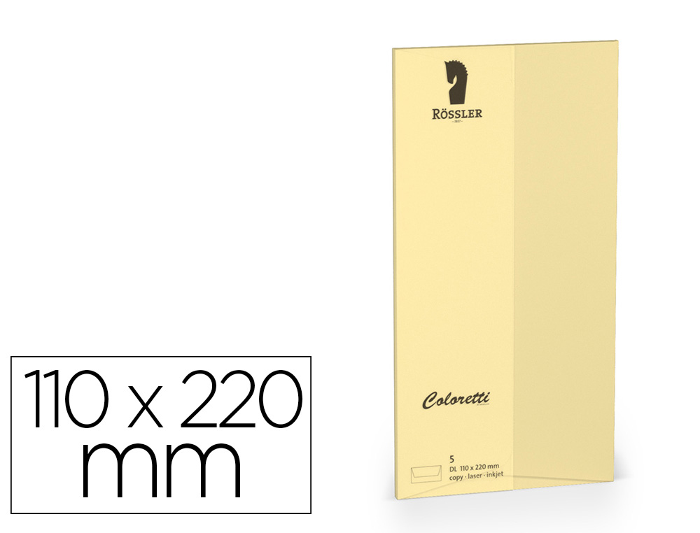 ENVELOPE ROSSLER COLORETTI DL AMERICANO COR AREIA 110X220 MM PACK DE 5 UNIDADES