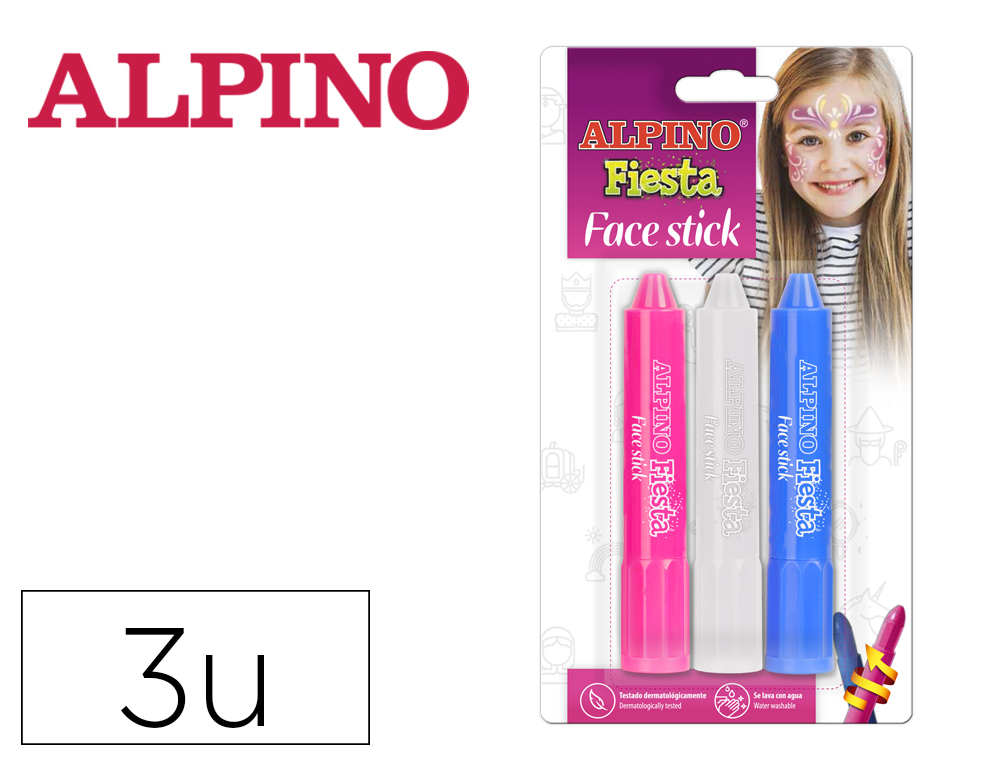 BARRA DE MAQUILHAGEM ALPINO FESTA FACE STICK PRINCESAS BLISTER DE 3 UNIDADES CORES SORTIDAS