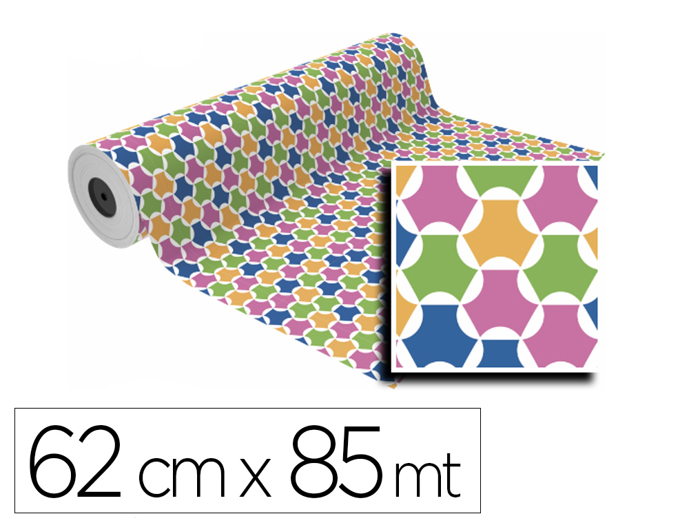 PAPEL FANTASIA BASIKA TA2204-C BOBINE LARGURA 62 CM COMPRIMENTO 85 M PESO 4 KG GRAMAGEM 60 GR