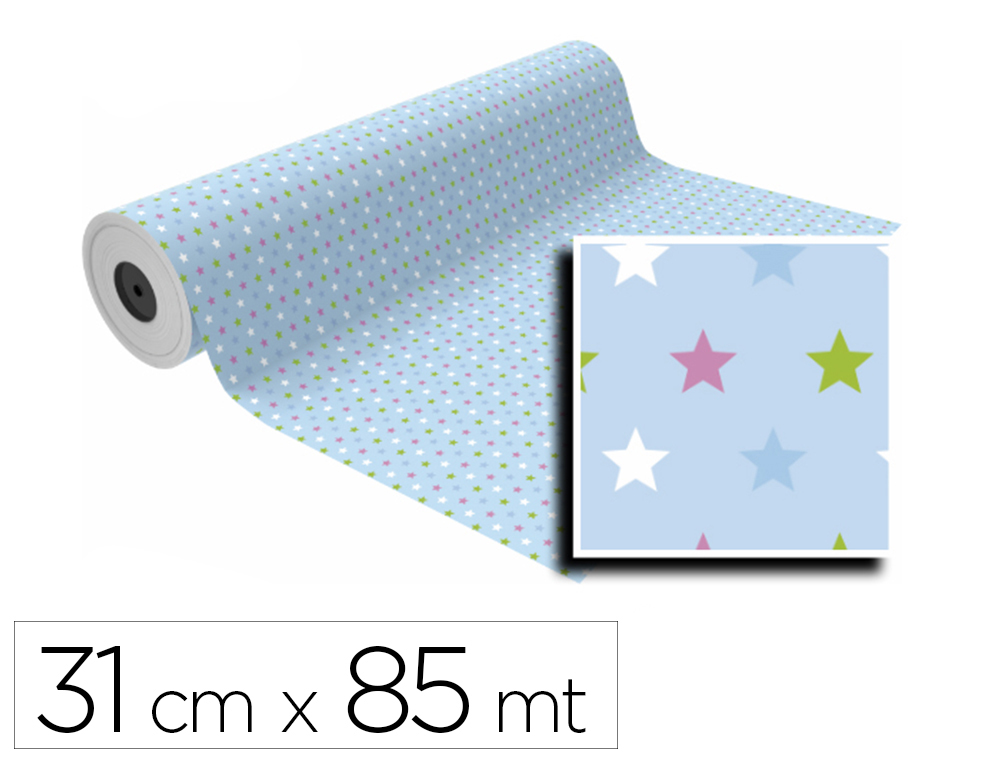 PAPEL FANTASIA BASIKA IN2104-A BOBINE LARGURA 31 CM COMPRIMENTO 85 M PESO 2 KG GRAMAGEM 60 GR