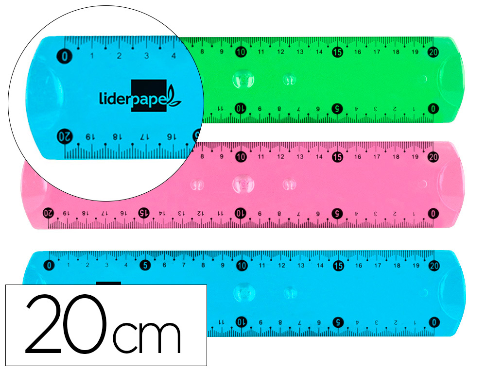 REGUA LIDERPAPEL PLASTICO FLEXIVEL DE 20 CM CORES SORTIDAS